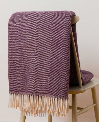 Salantai blanket, plum & cream, 100% new wool