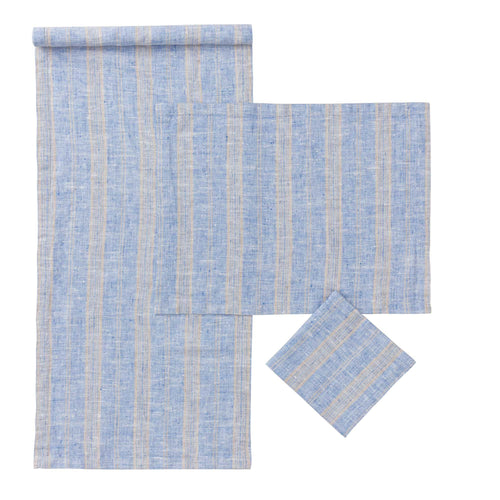 Serviette Lusis, Hellblau & Natur, 100% Leinen | URBANARA Servietten