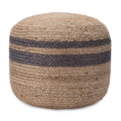 Pouf Silani, Natur & Anthrazit, 90% Jute & 10% Baumwolle