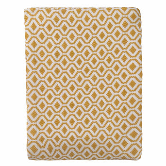 Viana bedspread, mustard & white, 100% cotton