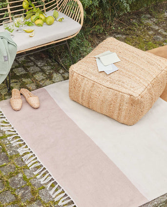 Rug Tumla Ochre & Natural white & Natural, 100% Recycled PET | URBANARA Outdoor Accessories